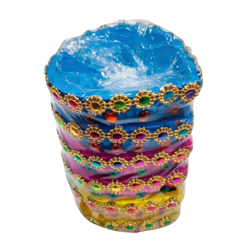 BEADED CLAY LAMPS HEART SHAPED 6's (RANDOM COLOURS)
