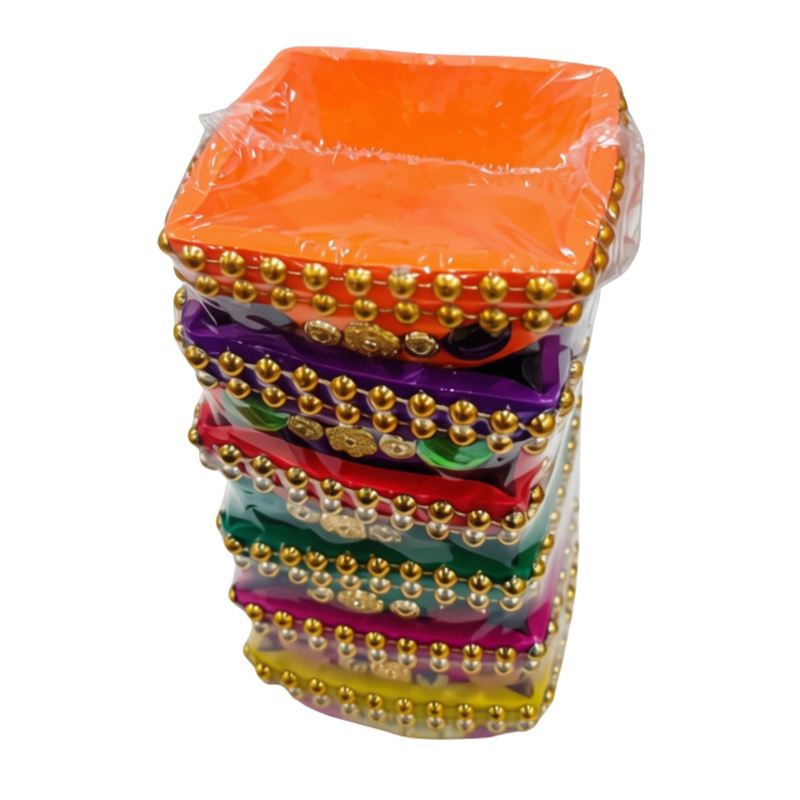 BEADED CLAY LAMPS SQUARE SHAPED 6's (RANDOM COLOURS)
