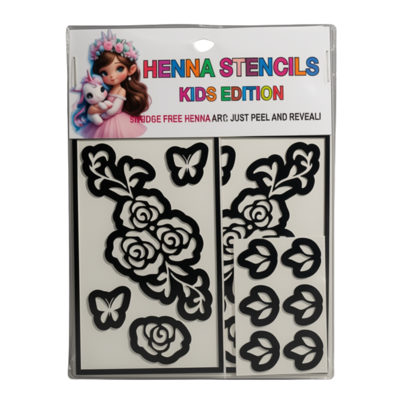 KIDDIES HENNA STENCILS (RANDOM DESIGNS) - EASY DIY MEHNDI TEMPLATES