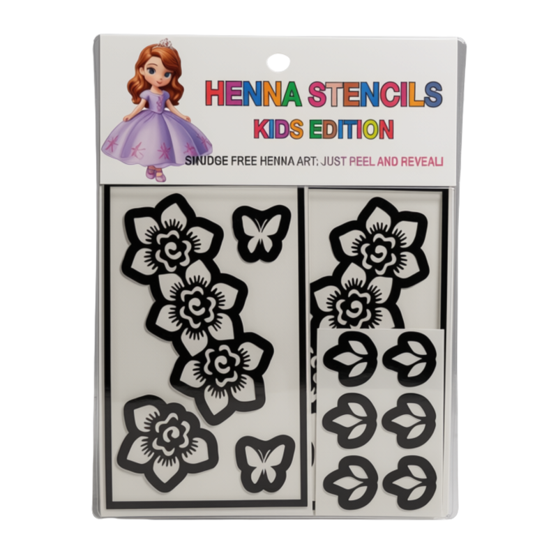KIDDIES HENNA STENCILS (RANDOM DESIGNS) - EASY DIY MEHNDI TEMPLATES