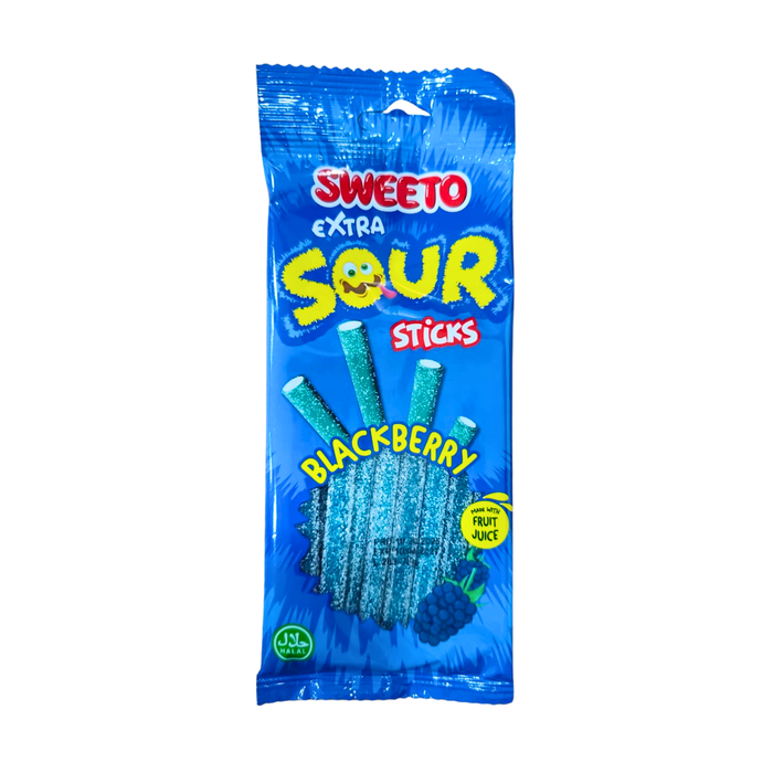 SWEETO EXTRA SOUR STICKS BLACKBERRY 75g
