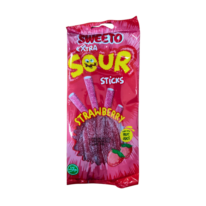 SWEETO EXTRA SOUR STICKS STRAWBERRY 75g