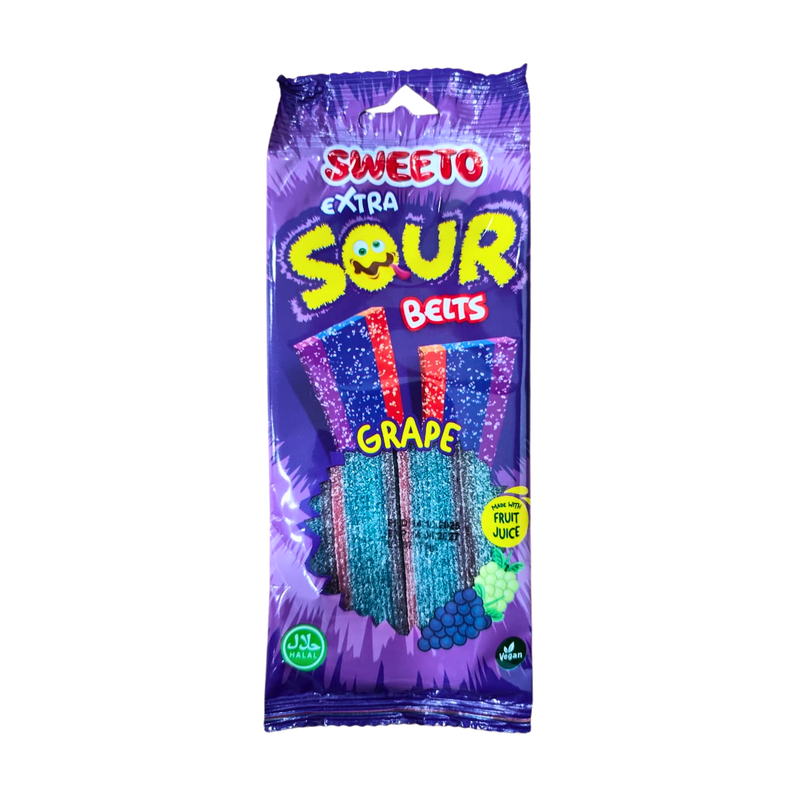 SWEETO EXTRA SOUR BELTS GRAPE 75g