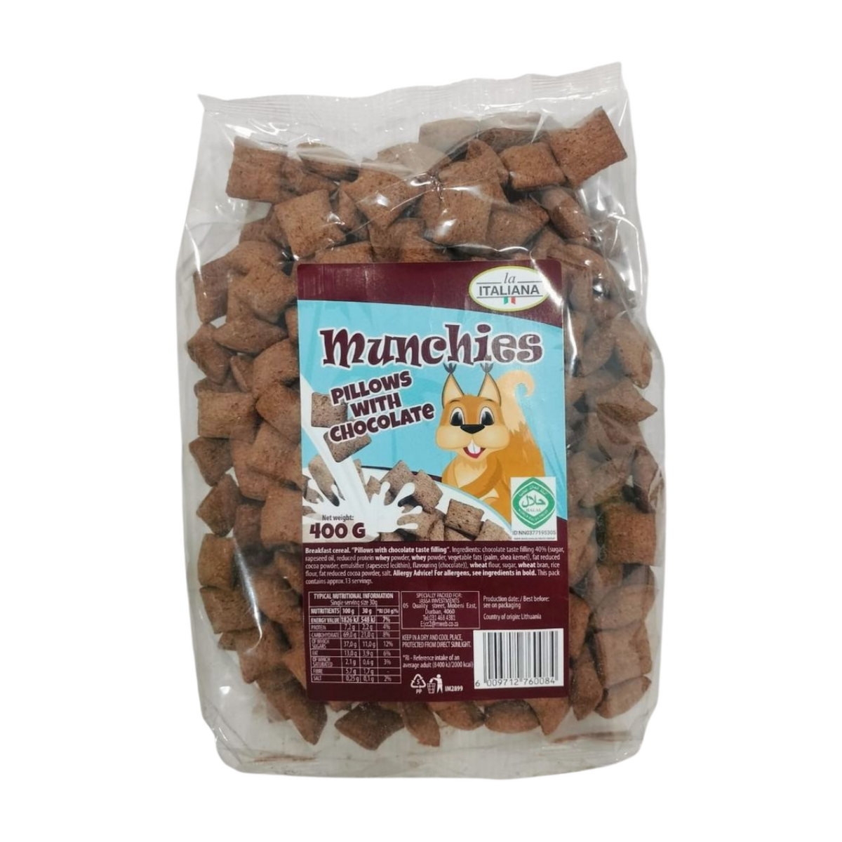 LA ITALIANA MUNCHIES CHOCOLATE FILLED PILLOWS 400GM — Chohans Spice