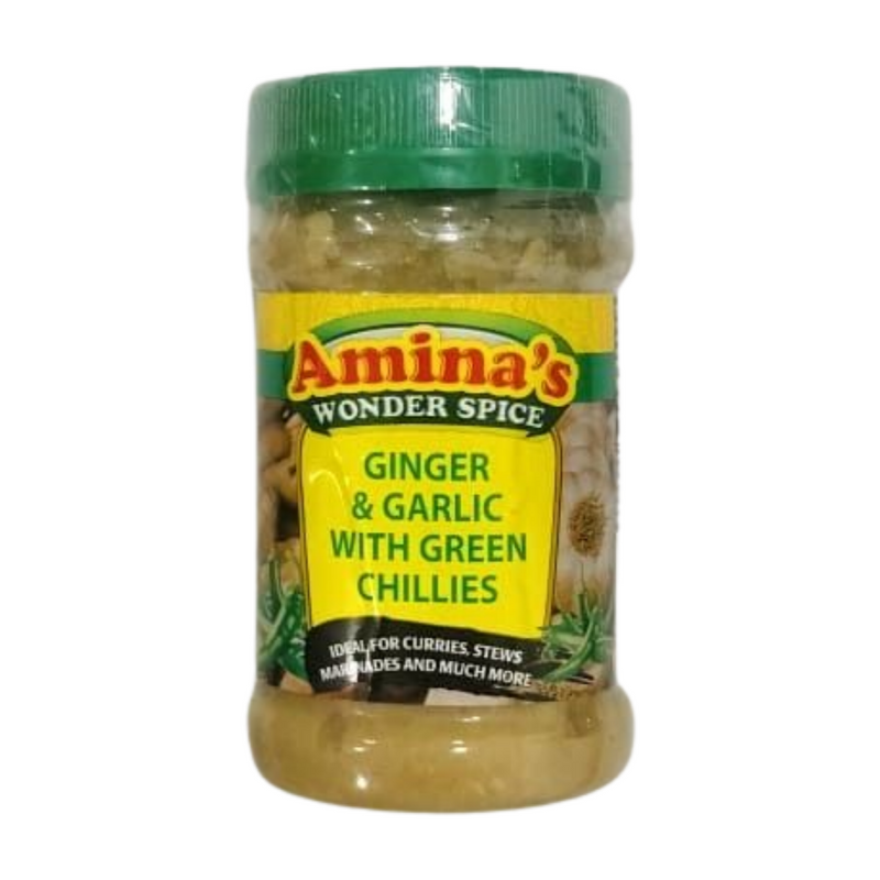 AMINAS GINGER & GARLIC WITH GREEN CHILLIES 300GM