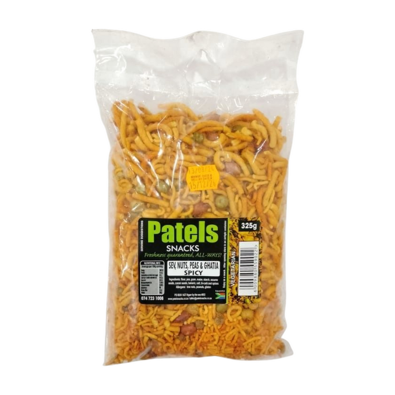 PATELS SPICY SEV, NUTS, PEAS & GHATIA 325GM