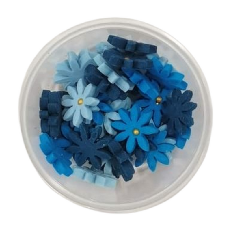 EDIBLE SUGAR FLOWERS BLUES TUB