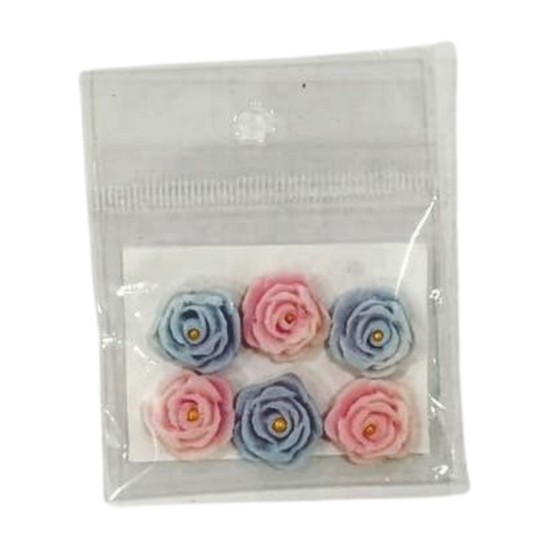 EDIBLE SUGAR FLOWERS PINK/PURPLE 6'S