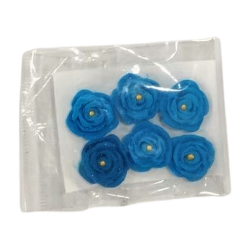 EDIBLE SUGAR FLOWERS DARK BLUE 6'S