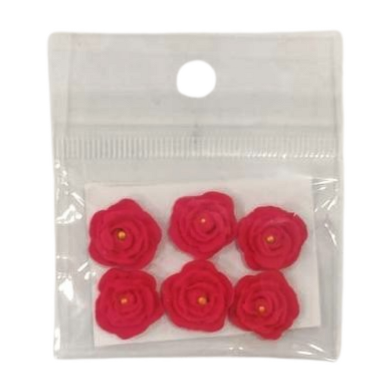 EDIBLE SUGAR FLOWERS RED 6'S