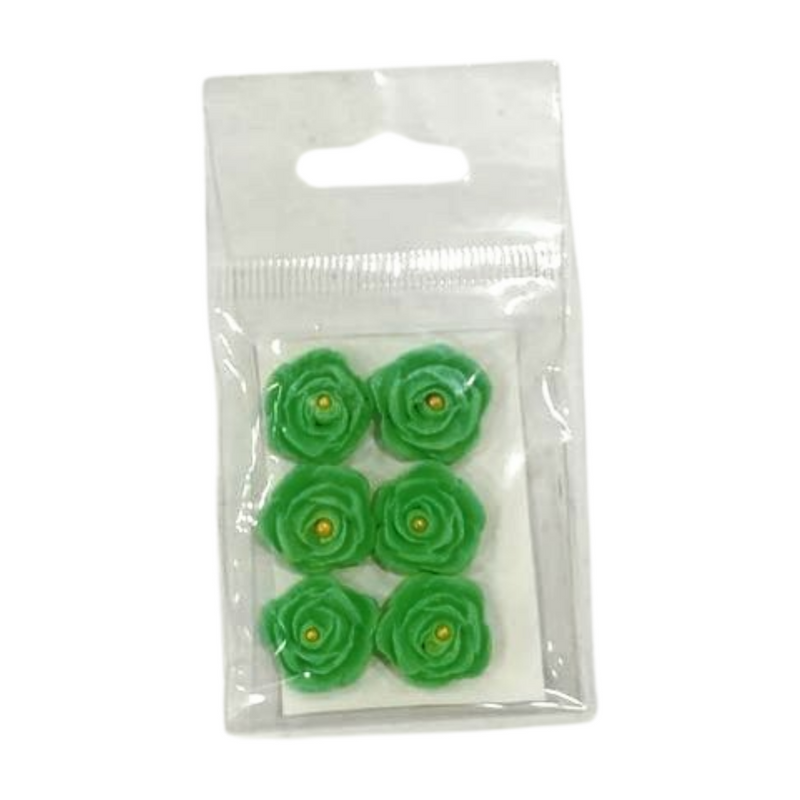 EDIBLE SUGAR FLOWERS LIGHT GREEN 6'S