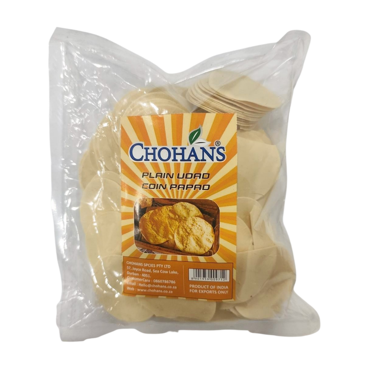 CHOHANS PLAIN UDAD COIN PAPAD 200G — Chohans Spice