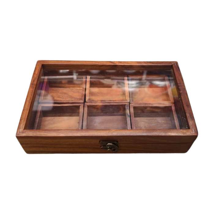 WOODEN SPICE BOX RECTANGLE