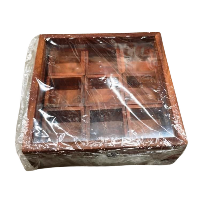 WOODEN SPICE BOX SQUARE